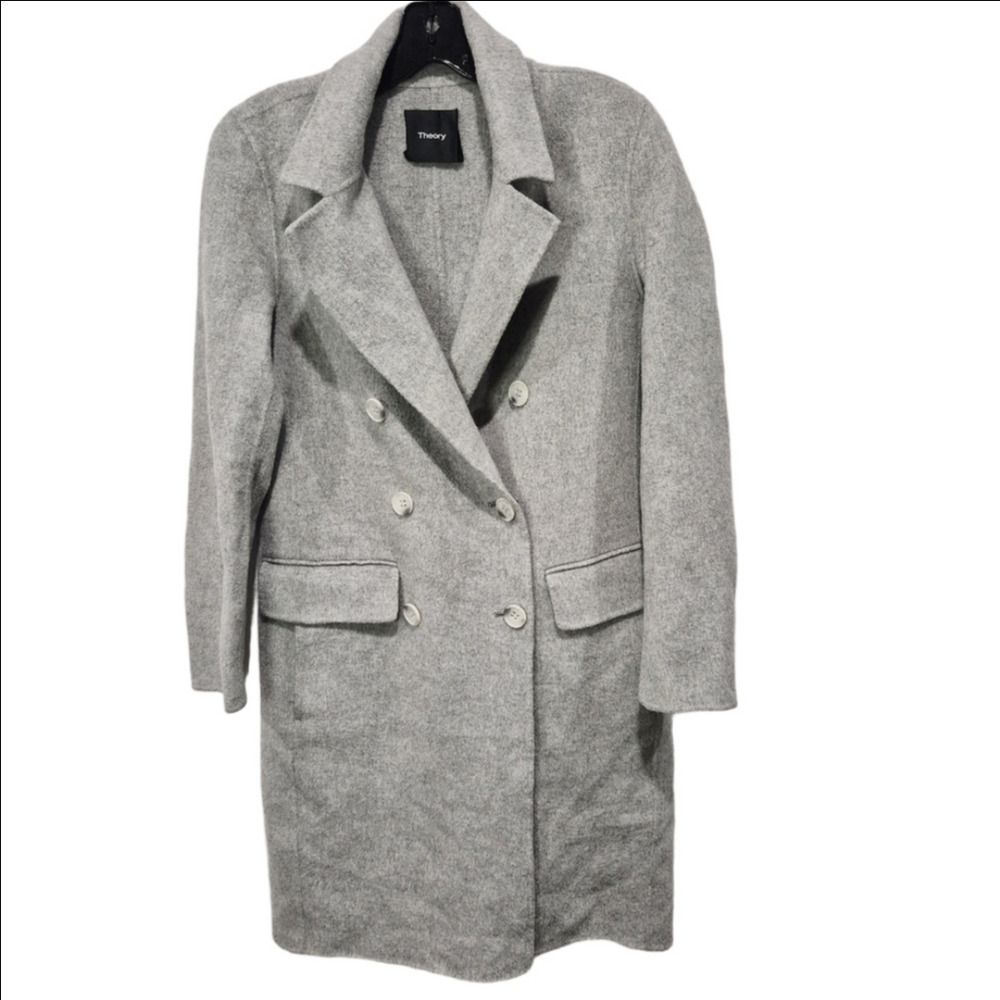 Theory Cashmere Wool Light Gray Trench Coat